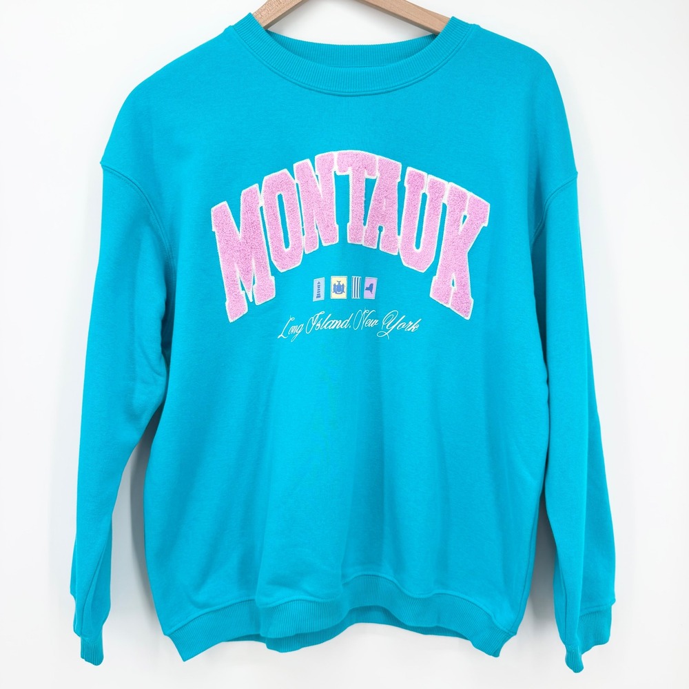 NWT Girls XXL 16/18 Montauk Long Island NY Chenille Graphic Fleece Sweatshir